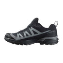 Black and gray Salomon hiking shoe on a white background