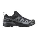 Black and gray Salomon hiking shoe on a white background