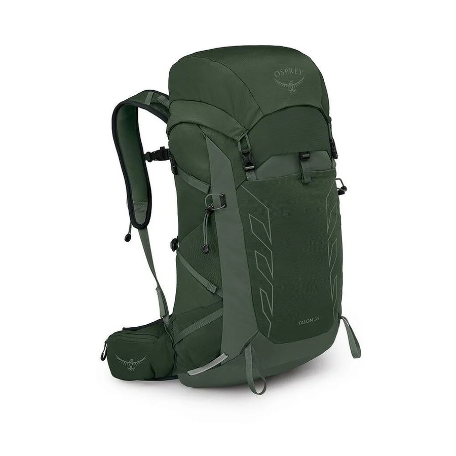 Osprey Talon 33 Backpack front view, Green Canopy/Pine Leaf