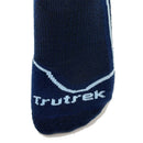 Navy sock with white sole and 'Trutrek' branding on a white background