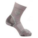 Gray sock with a logo on a white background