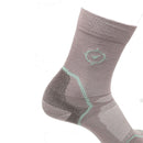 Gray sock with green accents on a white background