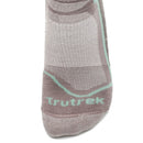 Gray sock with a brand logo on a white background