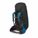 Osprey Ultralight Raincover on backpack, side profile, Black