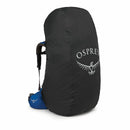 Osprey Ultralight Raincover on backpack, front view, Black