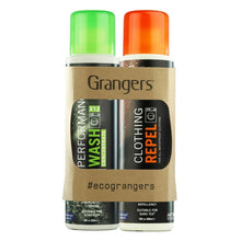 Grangers Performance Wash & Clothing Repel Twinpack with recycled card packaging on a white background 