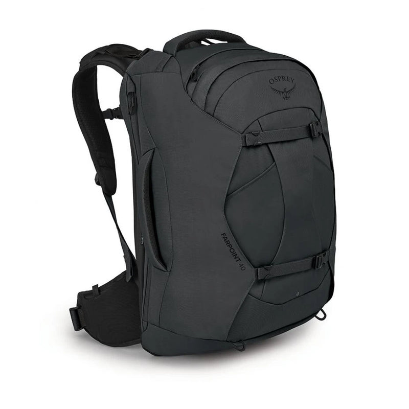 Osprey Farpoint 40 Travel Pack side profile, Tunnel Vision Grey
