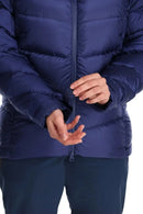 Rab Women's Neutrino Pro Down Jacket cuff detail, Patriot Blue
