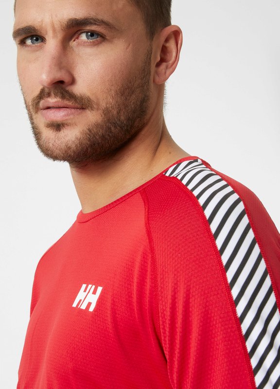 Helly Hansen LIFA® ACTIVE Stripe Crew Base Layer - Red - Great Outdoors Ireland